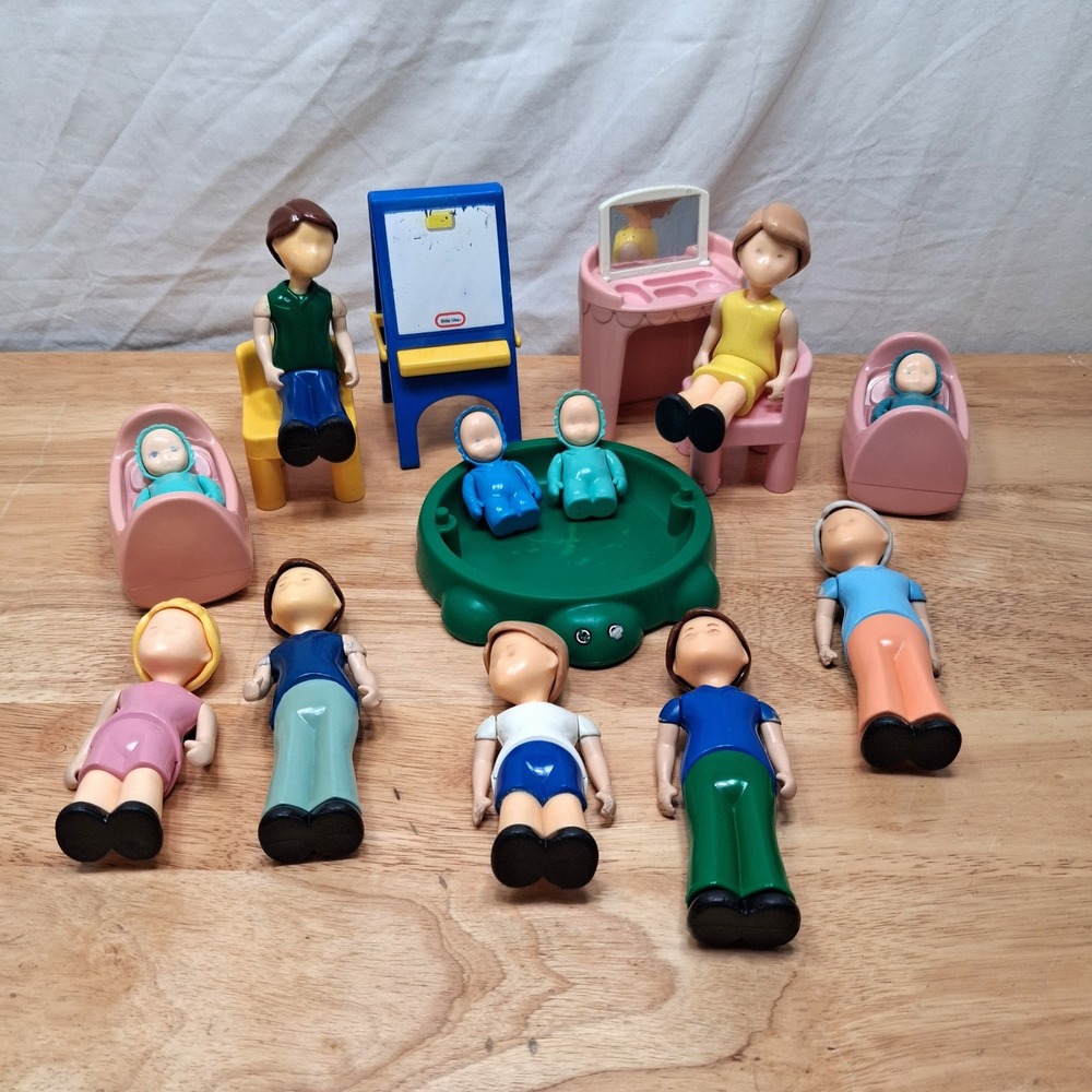 Little Tikes Doll House Furniture Figures Lot Kids Multicolored Vintage 90s